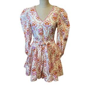 La Roque Dress Womens Small Emma Floral Garden Mini Puffed Sleeve S